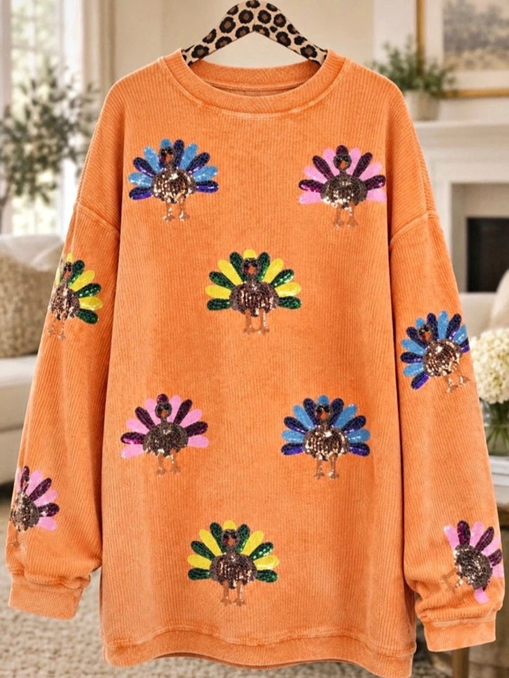 Queen of Sparkles Neon Orange Turkey Sweatshirt